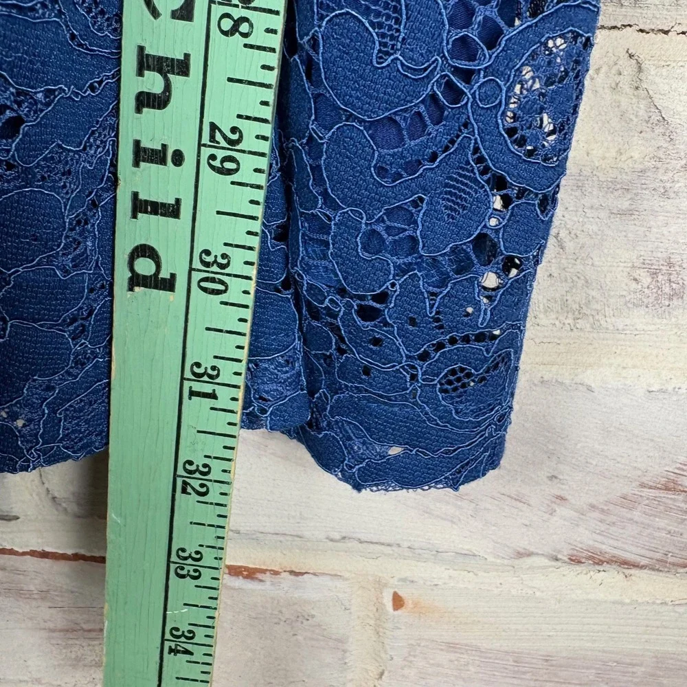 Free People Lovely in Lace Cobalt Mini Dress XS V-Neck Crossover Keyhole Pockets